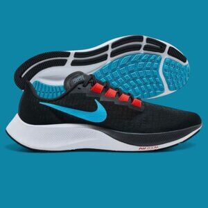 Nike Air Zoom Pegasus 37 Men Running Shoes Black/Blue Fury BQ9646 011 NEW